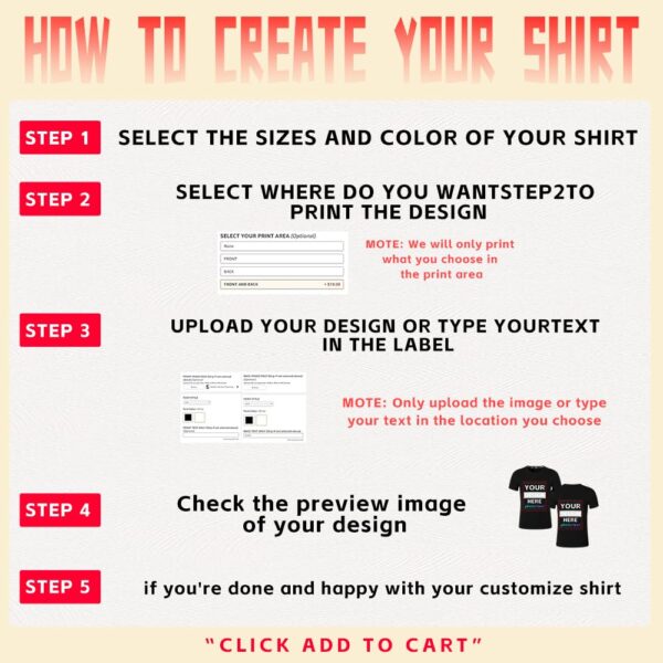 Custom T-Shirts for Men/Women Design Your Own Shirt with Text Picture Personalized Printed Front/Back - Image 4