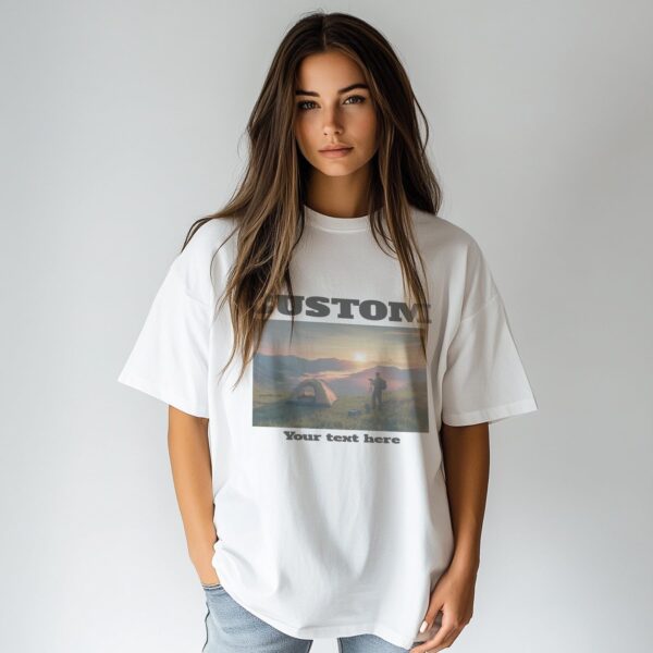 Custom Your Own Personalized Vintage Graphic T-Shirt - Text and Image Design, Unisex Loose Fit, 100% Cotton - Image 3